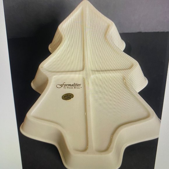 Christmas Tree Candy Dish Formalities by Baum Brothers Ivory and Gold - Picture 4 of 7